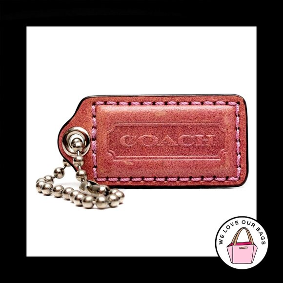 COACH Accessories - 2" Medium COACH Mauve Pink LEATHER Nickel Key Fob Bag Charm Keychain Hang Tag